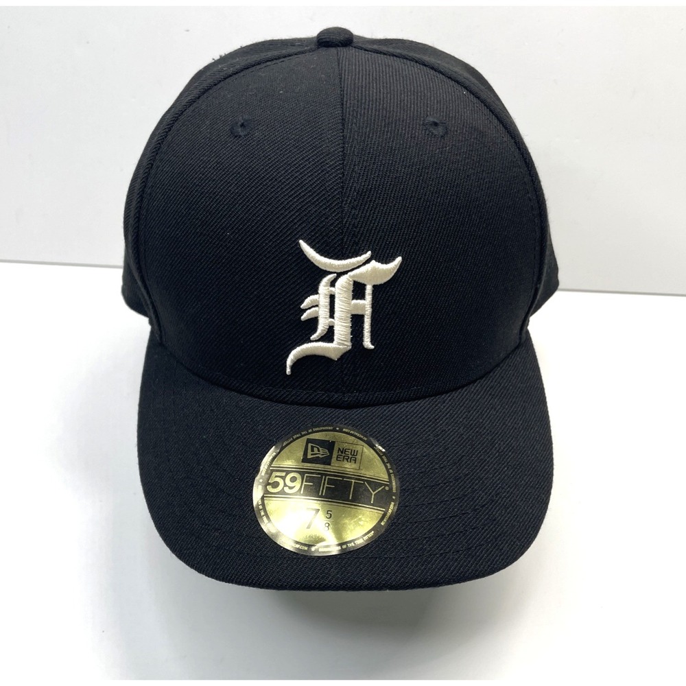 New Era x Fear Of God FOG 59Fifty 5950 Black White Fitted Hat Cap NWT 7 5/8